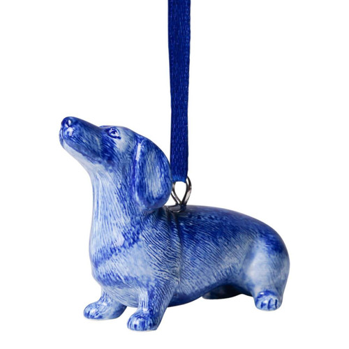 Kerstornament Teckel Nhaan zittend - Keramiek - 7 cm