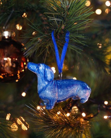 Kerstornament Teckel Nhaan zittend - Keramiek - 7 cm
