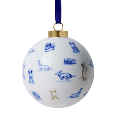 Kerstbal Teckel Nhaan hondentrucjes - Keramiek - 8 cm