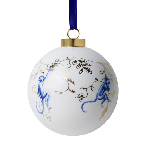 Christmas bauble Aapjes monkey swing - Ceramic - 8 cm