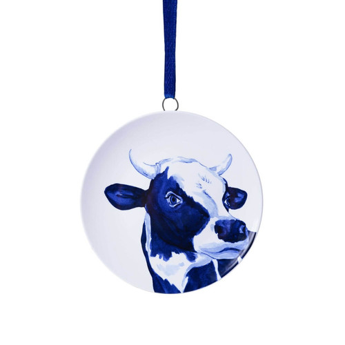 Christmas Ornament Wall Plate - Cow - Ceramic - 6 cm
