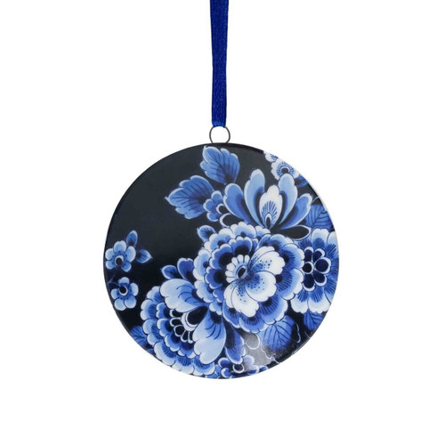 Christmas Ornament Wall Plate - Dark Flowers - Ceramic - 6 cm