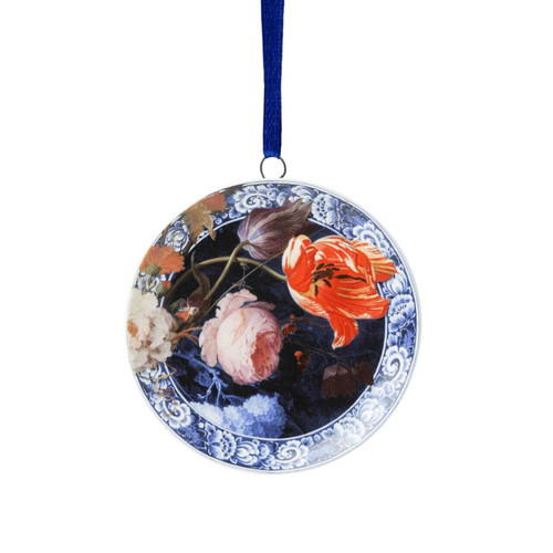 Kerstornament wandbordje - Gouden Eeuw oranje - Keramiek - 6 cm