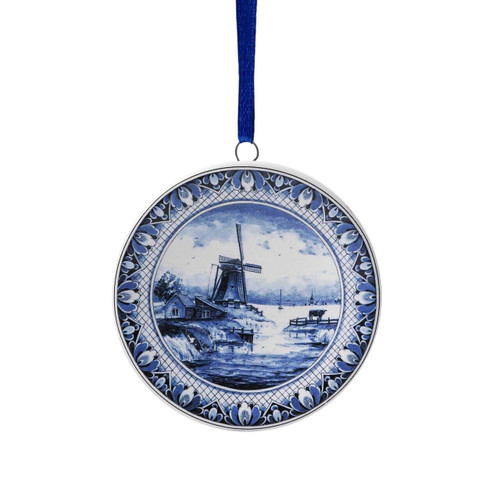 Kerstornament wandbordje - Molen - Keramiek - 6 cm