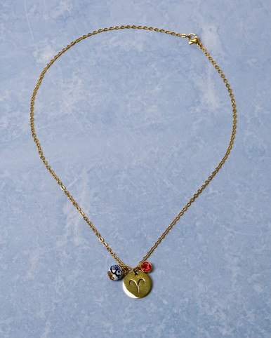 Necklace - Zodiac Aries - Birthstone - 24 cm