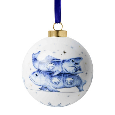 Kerstbal Redmer Hoekstra - Sterrenbeeld Vissen - Keramiek - 8 cm