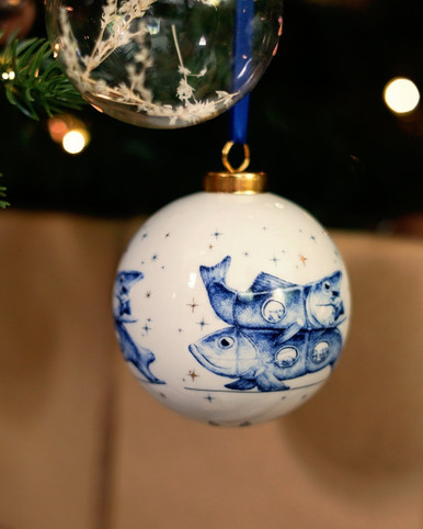 Kerstbal Redmer Hoekstra - Sterrenbeeld Vissen - Keramiek - 8 cm
