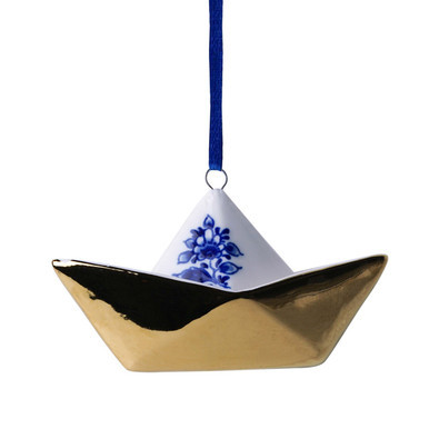 Christmas ornament origami boat - Ceramic - 4 cm