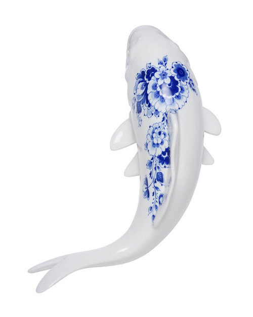Wanddecoratie vis - Keramiek - Delfts blauw - Groot - 24 cm