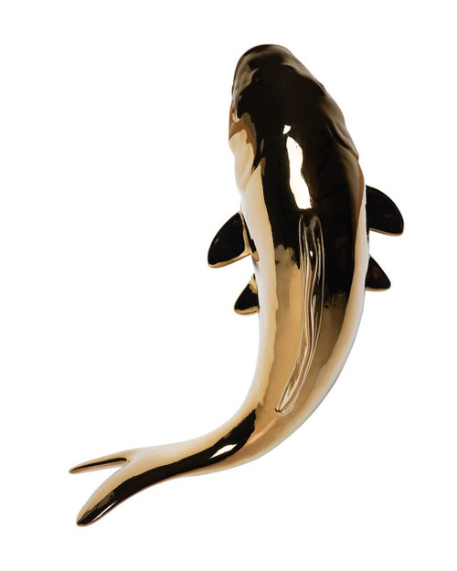 Wanddecoratie vis - Keramiek - Goud - Groot - 24 cm