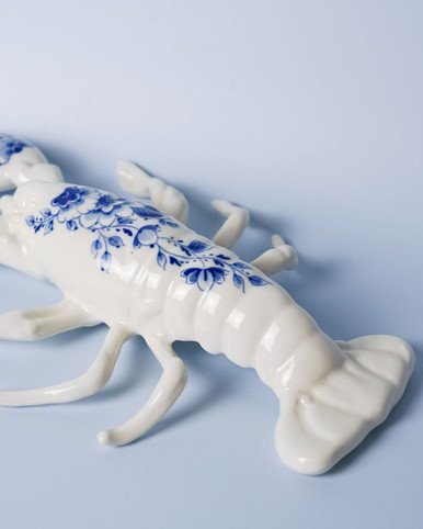 Wanddecoratie Kreeft - Keramiek - Delfts blauw - 25 cm