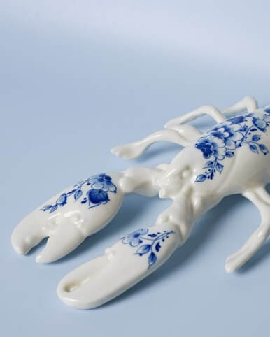 Wanddecoratie Kreeft - Keramiek - Delfts blauw - 25 cm