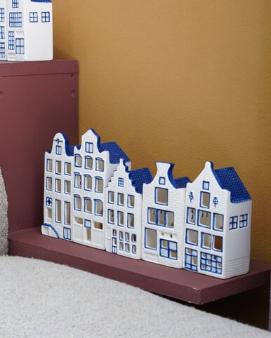 Waxinelichthouder Huisje  - Trapgevel - 13 cm