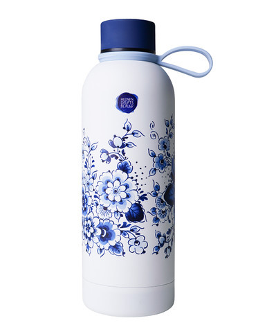 Waterfles Delfts blauw - Geïsoleerd - RVS - 500 ml