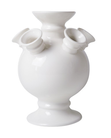 Tulpenvaas op voet -  Wit - Keramiek - 22 cm