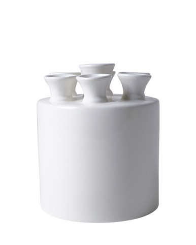 Tulpenvaas cilinder - Wit - Keramiek - 16 cm