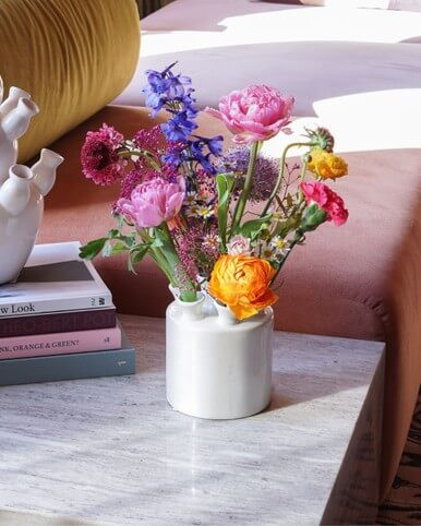Tulpenvaas cilinder - Wit - Keramiek - 16 cm