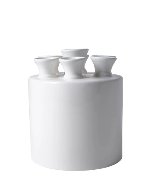 Tulpenvaas cilinder - Wit - Keramiek - 16 cm