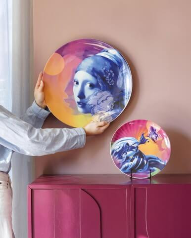 Wandbord Color Pop - Meisje met de parel - Keramiek - 41 cm