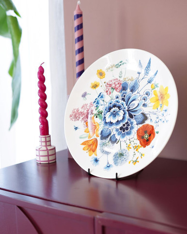Wandbord Wildbloemen Bloemen oase - Keramiek - 31 cm