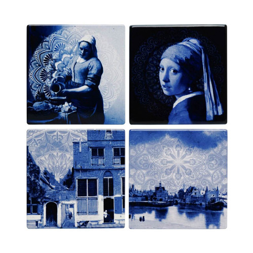 Coasters Vermeer Delft blue - Ceramics - set of 4