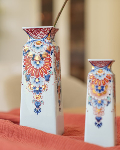 Square vase Imari large - Hand-painted - 22 cm