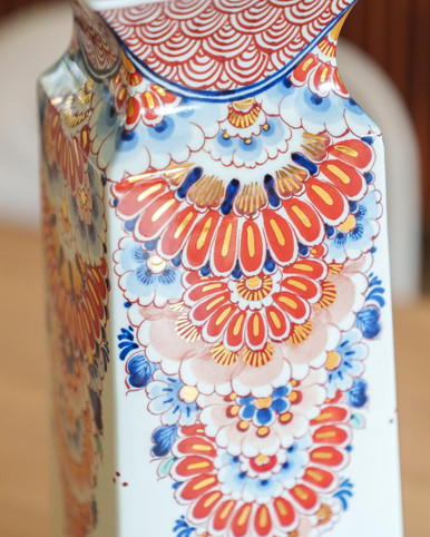 Square vase Imari XL - Hand-painted - 45 cm