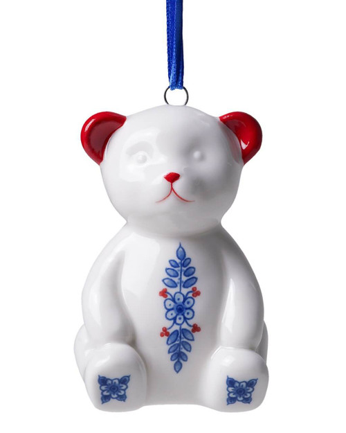 Kerstornament Teddybeer - Vintage - Keramiek - 7 cm