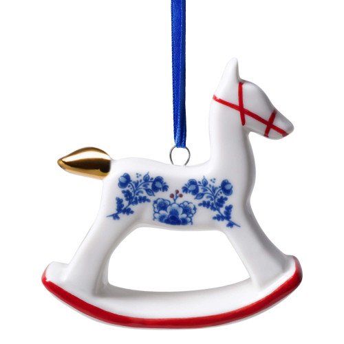 Christmas Ornament Rocking Horse - Vintage - Ceramic - 6 cm