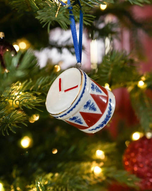 Kerstornament Trommel - Vintage - Keramiek - 9 cm