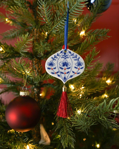 Kerstornament Ui Plat - Vintage - Keramiek - 7 cm