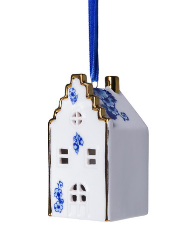 Kerstornament Huisje Trapgevel - Keramiek - 8 cm
