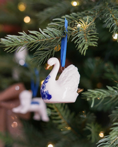 Kerstornament Zwaan - Keramiek - 4 cm