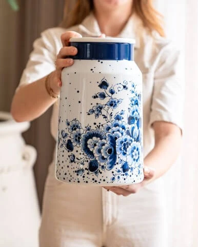 Melkbusvaas Blauwe Stip - Groot - Keramiek - 30 cm