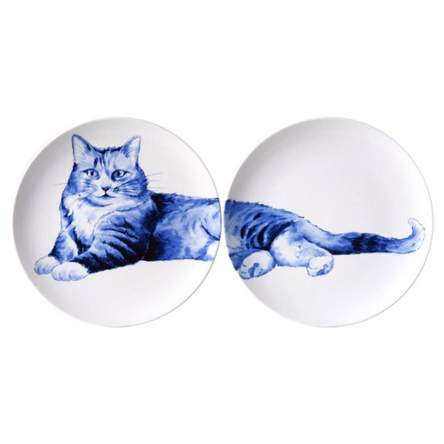 Wall Plate Relaxed Cat - Diptych - Ceramic - 26 cm