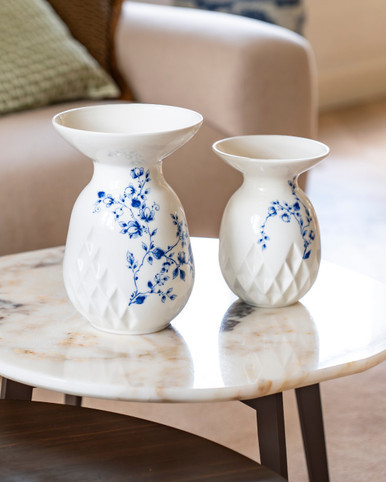 Collar Vase - Blauw Vouw - Ceramic - 25 cm