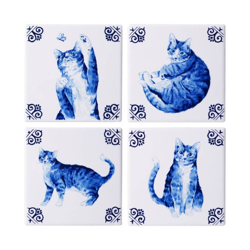 Coasters Darling Cat - Square - Ceramic - Set of 4