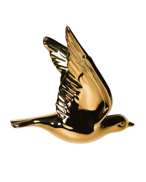 Wandvogel 1 - Keramiek - Goud - 16 cm