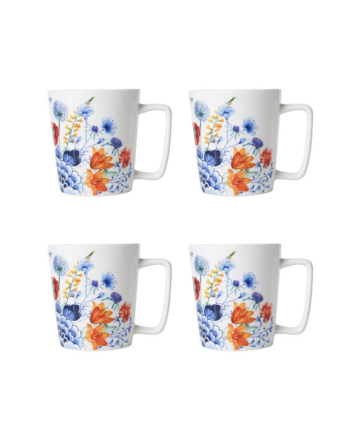 Tea Mug Flower Oasis Wildbloemen - Porcelain - 300 ml - Set of 4
