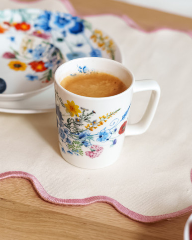 Koffiemok Wildbloemen - Porselein - 145 ml - Set van 4