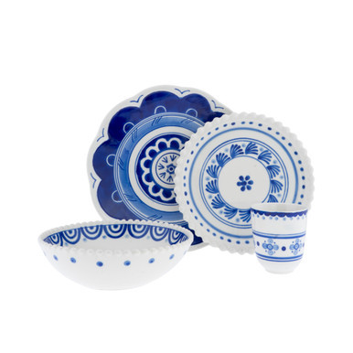 Serviesset Majolica Noppen - 1 persoons -  Porselein - 4-delig