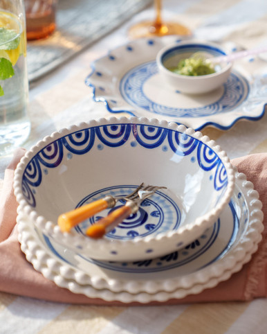 Serviesset Majolica Noppen - 1 persoons -  Porselein - 4-delig