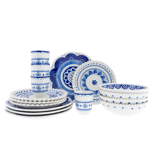 Tableware Set Majolica Studs - 4 persons - Porcelain - 16 piece