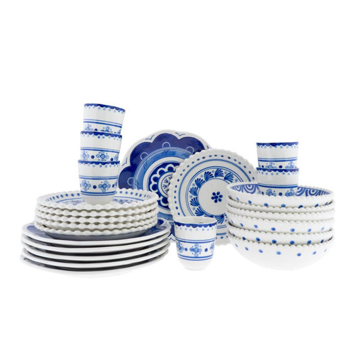 Tableware Set Majolica Studs - 6 persons - Porcelain - 24 piece