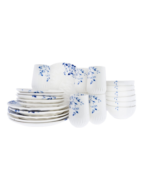 Serviesset Blauw Vouw - 6 persoons -  Porselein - 24-delig