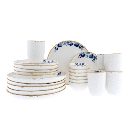 Serviesset Blauw Bloesem - 6 persoons