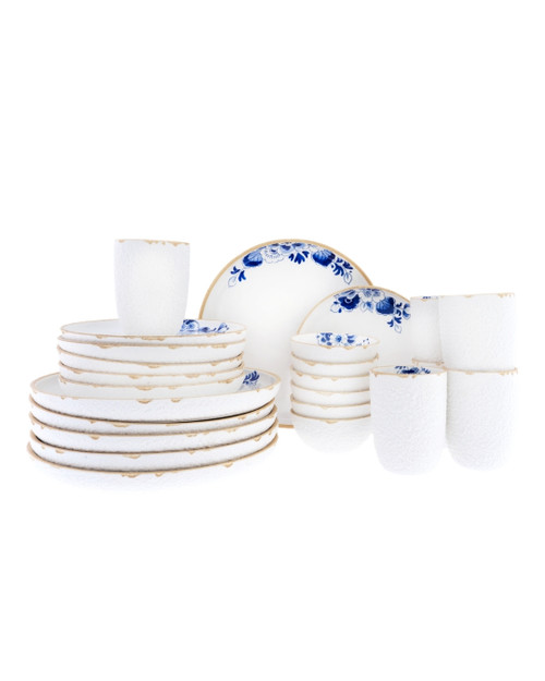Serviesset Blauw Bloesem - 6 persoons -  Porselein - 24-delig