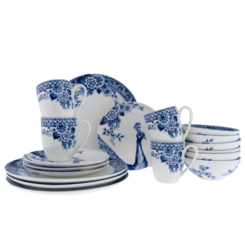Tableware Set Paauw Blauw- 4 persons