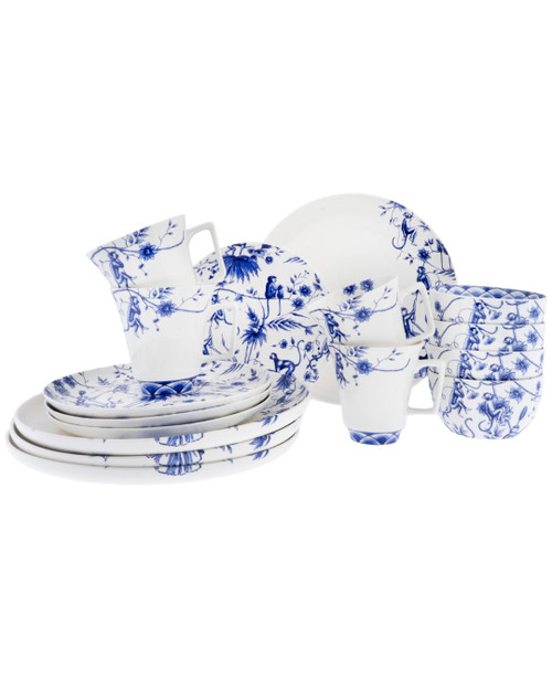 Serviesset Aapjes - 4 persoons -  Porselein - 16-delig