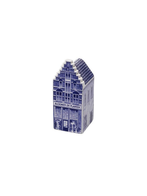 Huis - Bloemen en Planten - Blauw - Keramiek - 8,5 cm